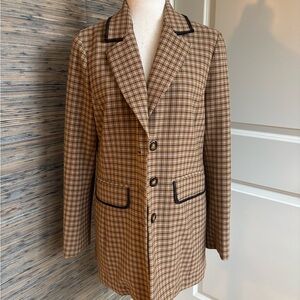 Plaid Blazer with Black Trim